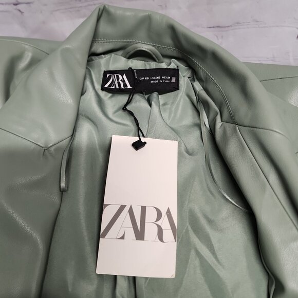 NWT Zara faux leather double breasted  blazer - Picture 7 of 13